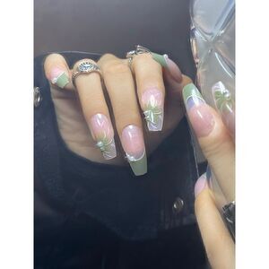 24 pcs Acrylic Press On Nail Set Reusable